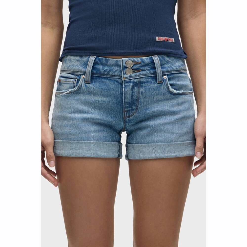 Hudson Womens Croxley Mid-Rise Shorts Jeans Flap Pocket Blue Denim Size 32